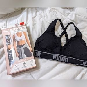 3 Pack Puma Black Pink White Seamless Sports Bra Size Medium